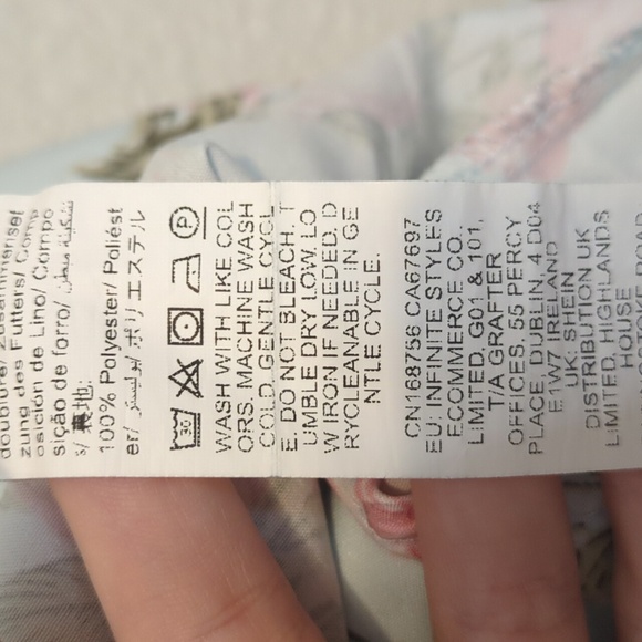 Shein MOD light blue pink ditsy floral lace up strapless mini dress - Picture 8 of 12